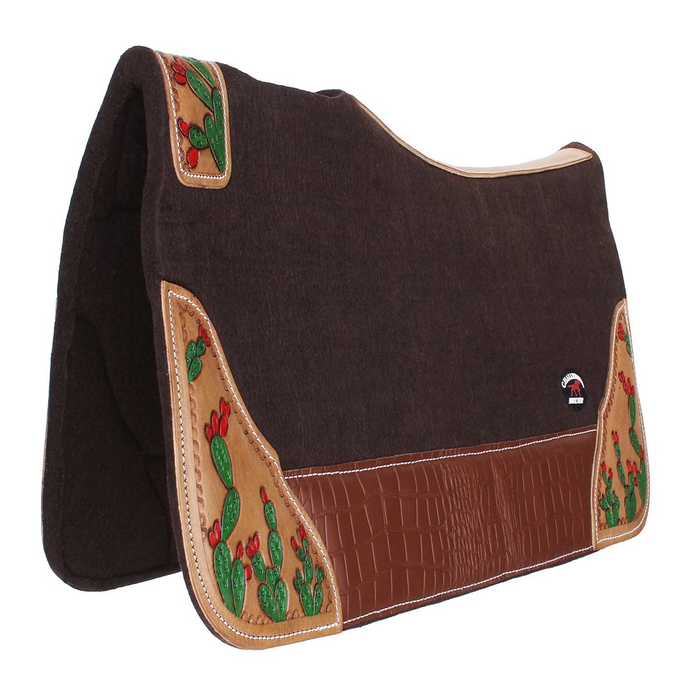 CHALLENGER Horse 32" x 30" Western Contoured Wool Felt Therapeutic Saddle Pad Brown 39218BR