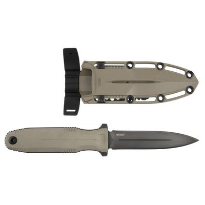 SOG Pentagon FX Professional Hard-Use Full-Sized Fixed Blade Knife for Tactical Needs | CYRO S35VN Full-Tang Steel Blade, FDE