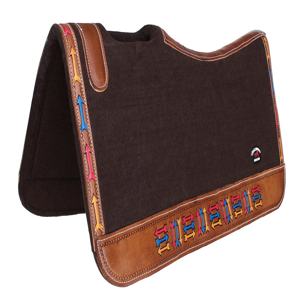 CHALLENGER Horse 32" x 30" Western Contoured Wool Felt Therapeutic Saddle Pad Brown 39220BR