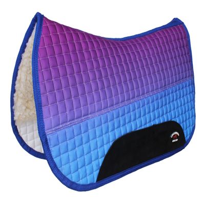 CHALLENGER Horse Western 28"x30" Quilted Barrel Contoured Fur Padded Saddle Pad Ombre 39221