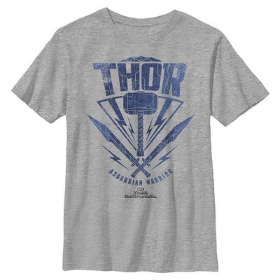 Marvel Universe Thor Hammer Stamp Boy's Crew Tee, Athletic Heather, Large
