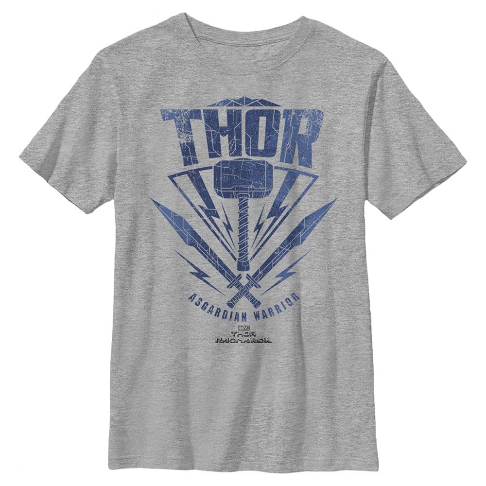 Marvel Universe Thor Hammer Stamp Boy's Crew Tee, Athletic Heather, Large