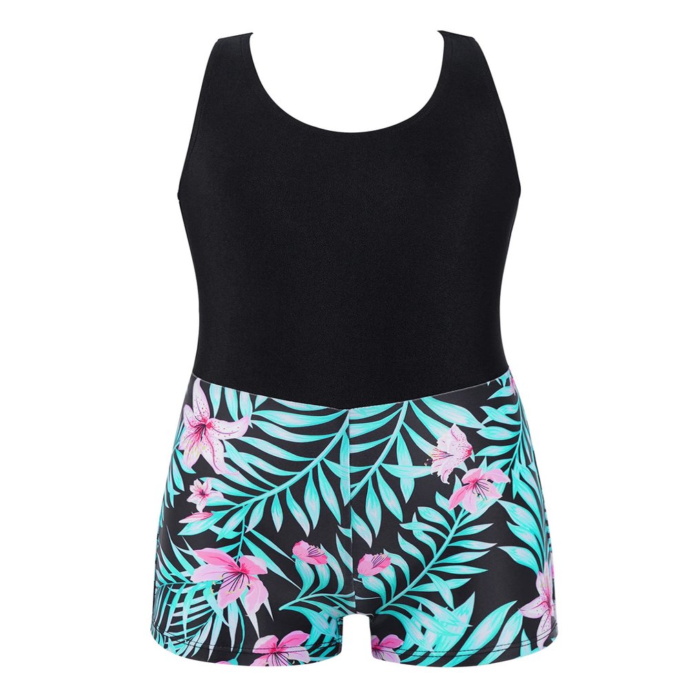 renvena Kid Girl Gymnastic Leotard Back Hollow Romper Jumpsuit for Dancing Swimming Athletic Ballet Black Lily 4