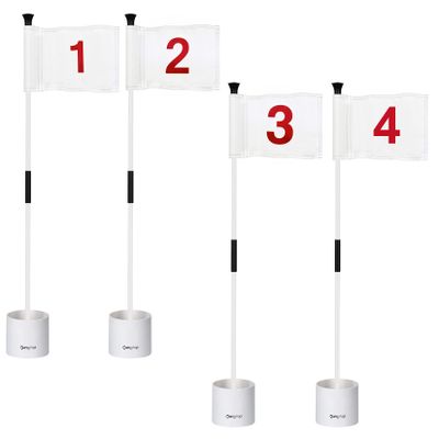 KINGTOP Golf Flagsticks Mini, Putting Green Flags for Yard, Golf Flag 8" by 6", 4 Hole Cup, 3 Feet Yellow Flagpole, 2-Section Design, White Numbered# 1-4