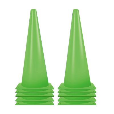 Agility Training Cone Green Triangular Plastic Football Cone, Suitable for Basketball, Roller Skating, Agile Marking Cones, 10 Pieces of Sensory Integration Training Equipment (Size : 21x48cm)