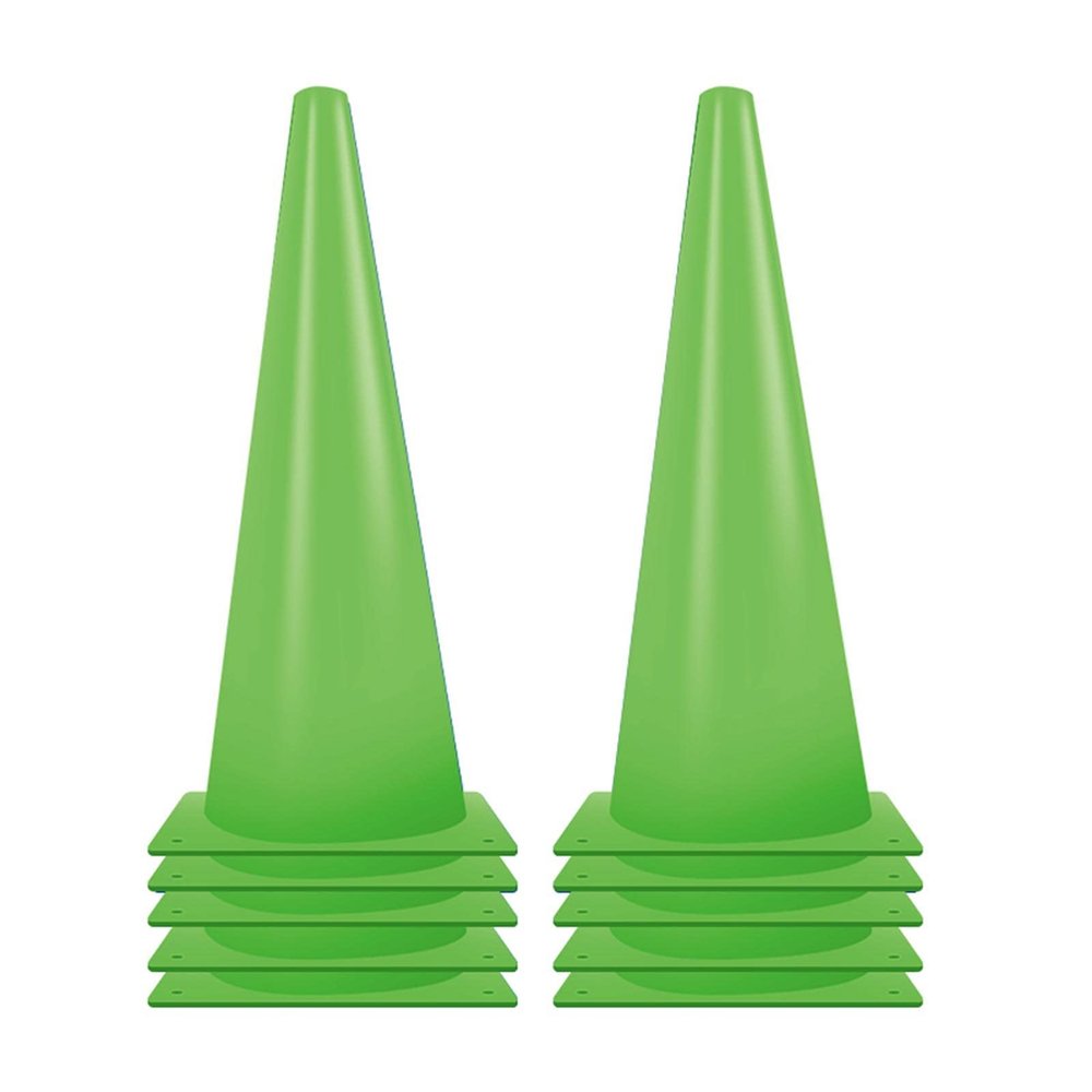 Agility Training Cone Green Triangular Plastic Football Cone, Suitable for Basketball, Roller Skating, Agile Marking Cones, 10 Pieces of Sensory Integration Training Equipment (Size : 21x48cm)