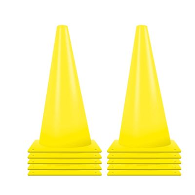 Agility Training Cone 15" Plastic Sports Cone, Indoor, Outdoor, Kindergarten Sensory Integration Training Agility Cone, 10 Pieces (Color : Yellow)