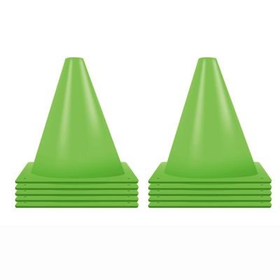 Agility Training Cone Green Triangular Plastic Football Cone, Suitable for Basketball, Roller Skating, Agile Marking Cones, 10 Pieces of Sensory Integration Training Equipment (Size : 13.5x18cm)