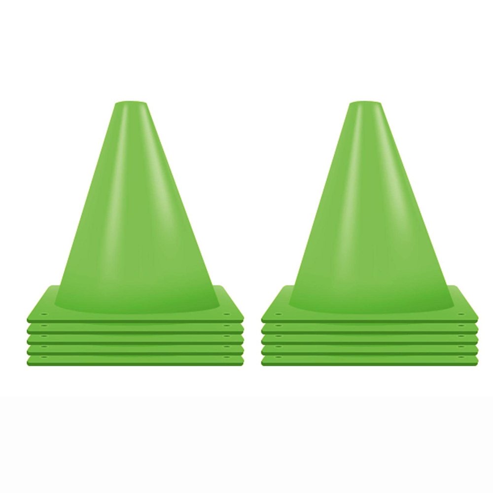 Agility Training Cone Green Triangular Plastic Football Cone, Suitable for Basketball, Roller Skating, Agile Marking Cones, 10 Pieces of Sensory Integration Training Equipment (Size : 13.5x18cm)