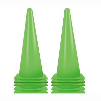 Agility Training Cone Green Triangular Plastic Football Cone, Suitable for Basketball, Roller Skating, Agile Marking Cones, 10 Pieces of Sensory Integration Training Equipment (Size : 18x38cm)