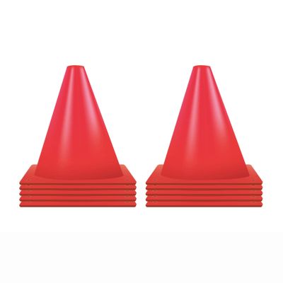 Agility Training Cone Children's Football Plastic Sports Cones, 10 Pieces of Colorful Agile Marking Cones, Sensory Integration Training Training Cone (Color : Red, Size : 21x48cm)