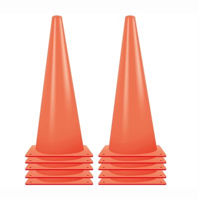 Agility Training Cone Orange Plastic Traffic Cone, Indoor and Outdoor Football, Basketball Agility Marker Cones, 10 Pieces (Size : 21x48cm)