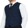 Profan Men's Casual Business Vests Lightweight Herringbone Tweed Waistcoat Slim Fit Suit Vest(Navy,Large) view 1