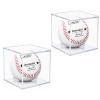 2 Pack Baseball Display Case UV Protected Acrylic Clear Baseball Holder Square Cube Ball Protector Memorabilia Autograph Display Box for Official Size Baseball view 1