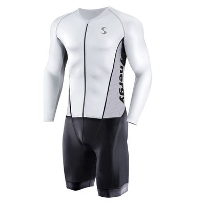 Synergy Men's Pro Thermal Long Sleeve Triathlon Trisuit for Cold Weather (Large, White)
