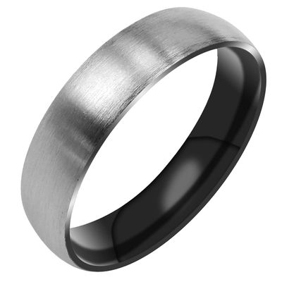 Everstone Matte & Brushed Dome Ring Male Female Men Women His Her Groom Bride Promise Ring Wedding Bands Titanium Ring Color Black & Silver 7MM 5MM & 3MM