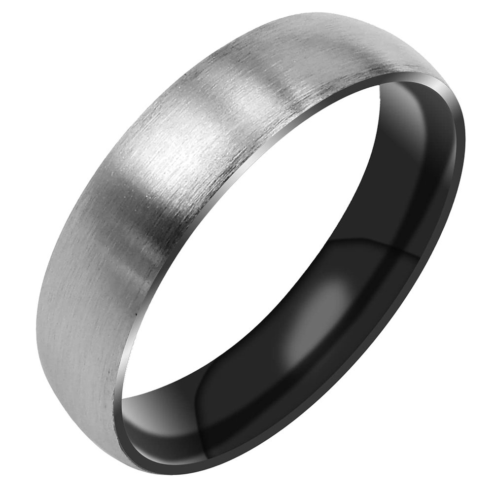 Everstone Matte & Brushed Dome Ring Male Female Men Women His Her Groom Bride Promise Ring Wedding Bands Titanium Ring Color Black & Silver 7MM 5MM & 3MM