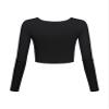 Black Crop Tops for Women Cotton Ladies Athletic Clothing Cute Activewear Gym Shirts Long Sleeve Sexy Workout Yoga Tops for Women Small view 2