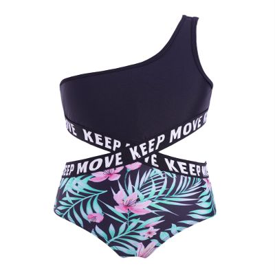 Hedmy Kid Girls One Piece Athletic Swimsuits One Shoulder Cutout Monokini Swimwear Bikini Bathing Suits Summer Lily Pink 12 Years