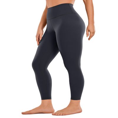 CRZ YOGA Womens Brushed Naked Feeling Workout Leggings 25" - High Waisted Gym Compression Tummy Control Yoga Pants Intersellar Black and Navy XX-Small