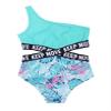 Hedmy Kid Girls One Piece Athletic Swimsuits One Shoulder Cutout Monokini Swimwear Bikini Bathing Suits Tropical Leaves 10 Years view 3