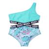 Hedmy Kid Girls One Piece Athletic Swimsuits One Shoulder Cutout Monokini Swimwear Bikini Bathing Suits Tropical Leaves 10 Years view 4