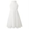 Duoremi Kids Flower Girls Ruffle Halter Neck Dress Pageant Party Pleated First Communion Gown White 4 Years view 1