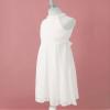Duoremi Kids Flower Girls Ruffle Halter Neck Dress Pageant Party Pleated First Communion Gown White 4 Years view 4