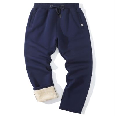 PEHMEA Fleece Lined Sweatpants for Men, Winter Warm Sherpa Joggers Lounge Pants with Pockets(11 Navy (Open-Bottom)-XL)