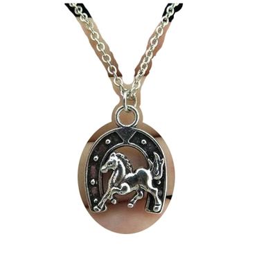 1Pc Lucky Horseshoe Horse Pendant Short Alloy Chain Necklace Jewelry Gifts