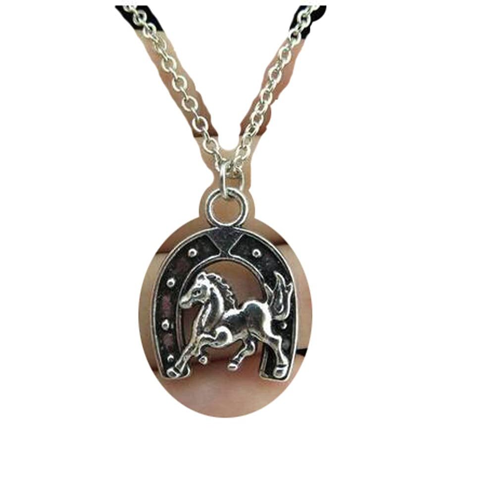 1Pc Lucky Horseshoe Horse Pendant Short Alloy Chain Necklace Jewelry Gifts