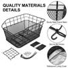 ANZOME Rear Bike Basket for E-Bikes & Bicycles - 20L Large Metal Wire Cargo Crate for Groceries, Backpack & Pets - Universal Dual-Mount (Screw Kits + Heavy-Duty Ties) with Bungee Net & Rain Liner view 2