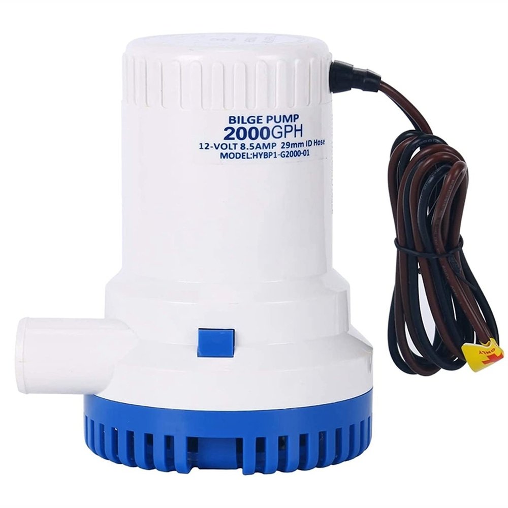 TYZK Bilge Pump Kit 2000 GPH 12V Non-Automatic Boat Marine Plumbing Electric Bilge Pump Automatic Submersible Pump