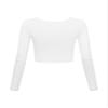 Long Sleeve Crop Tops for Women Workout Basic Clothes for Teen Ladies Fitted Slim Scoop Neck Cute Yoga Shirts (White, X-Small) view 2