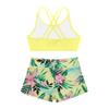 Yihuimin Girls Criss Cross Back Crop Top with Booty Shorts Kids Digital 2 Pcs Athletic Dancewear Lemon Yellow 14 Years view 3