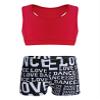 Yihuimin Kids Girls 2 Pieces Active Outfit Racer Back Sports Bra with Booty Shorts Ballet Dancewear Red 3-4 Years view 2