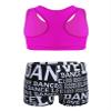 Yihuimin Kids Girls 2 Pieces Active Outfit Racer Back Sports Bra with Booty Shorts Ballet Dancewear Rose&Black 3-4 Years view 1