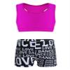 Yihuimin Kids Girls 2 Pieces Active Outfit Racer Back Sports Bra with Booty Shorts Ballet Dancewear Rose&Black 3-4 Years view 2