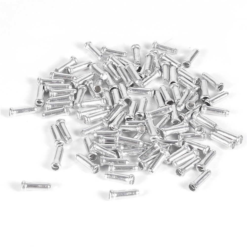 Bicycle Accessories 100pcs/Bag Aluminum Bicycle Brake Shifting Cable End Cap Ultralight Bike Brake Derailleur Line Cap Cover Bike Parts (Color : Silver)