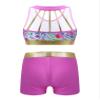 renvena Girls 2Pcs Athletic Outfits Racer Back Crop Top with Booty Shorts for Ballet Dance Gymnastic Swim Colorful Zebra Pattern 14 view 2
