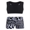 Yihuimin Kids Girls 2 Pieces Active Outfit Racer Back Sports Bra with Booty Shorts Ballet Dancewear Black 3-4 Years view 2