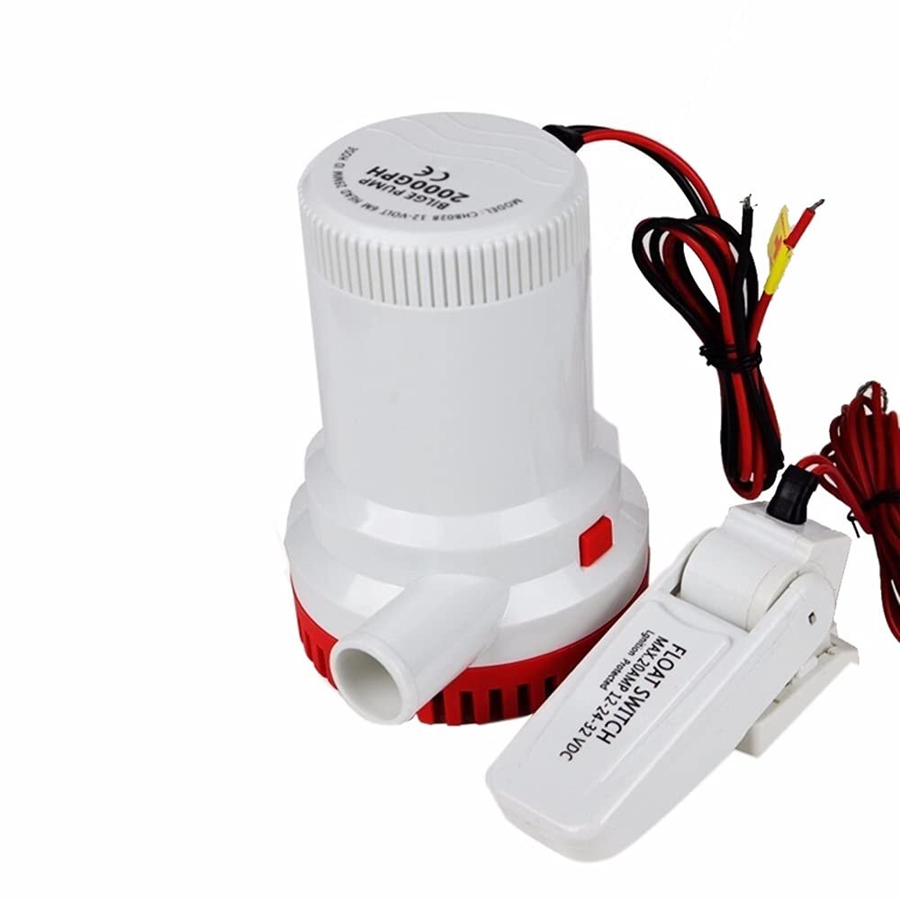 TYZK Bilge Pump Kit 1500GPH Dc 12v 24v Large Flow Bilge Pump with Bilge Float Switch Electric Water Pump for Boat Submersible Boat Water Pump 1500 Automatic Submersible Pump (Voltage : 24v)