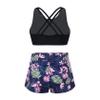 Yihuimin Girls Criss Cross Back Crop Top with Booty Shorts Kids Digital 2 Pcs Athletic Dancewear Navy Blue 6 Years view 1