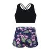 Yihuimin Girls Criss Cross Back Crop Top with Booty Shorts Kids Digital 2 Pcs Athletic Dancewear Navy Blue 6 Years view 2