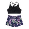 Yihuimin Girls Criss Cross Back Crop Top with Booty Shorts Kids Digital 2 Pcs Athletic Dancewear Navy Blue 6 Years view 3