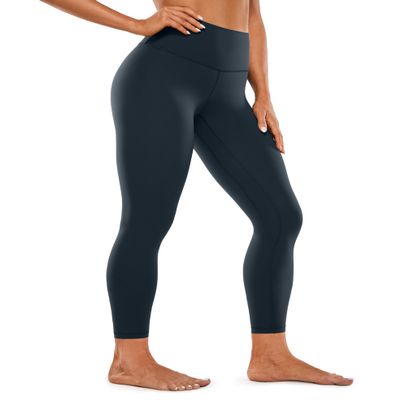 CRZ YOGA Brushed Naked Feeling Workout Leggings 25" - High Waisted Gym Compression Tummy Control Womens Yoga Pants True Navy Large