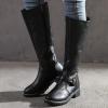 Bcshiye Women's Knee High Riding Boots Wide Calf Knee High Flat Low Heel Zipper Buckle Fashion Motorcycle Boots view 3