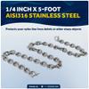 Five Oceans 1/4" x 5' Boat Anchor Chain with 2 Stainless Steel Shackles, G4 High Test Stainless Steel Chain - FO4492-S5 view 3