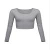 Long Sleeve Crop Tops for Women Workout Basic Clothes for Teen Ladies Fitted Slim Scoop Neck Cute Yoga Shirts (Heather Grey, Large) view 1