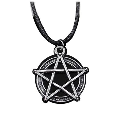 1Pc Tibetan Silver Color Pendant Star Pentagram Necklace Choker Charm Handmade Jewelry
